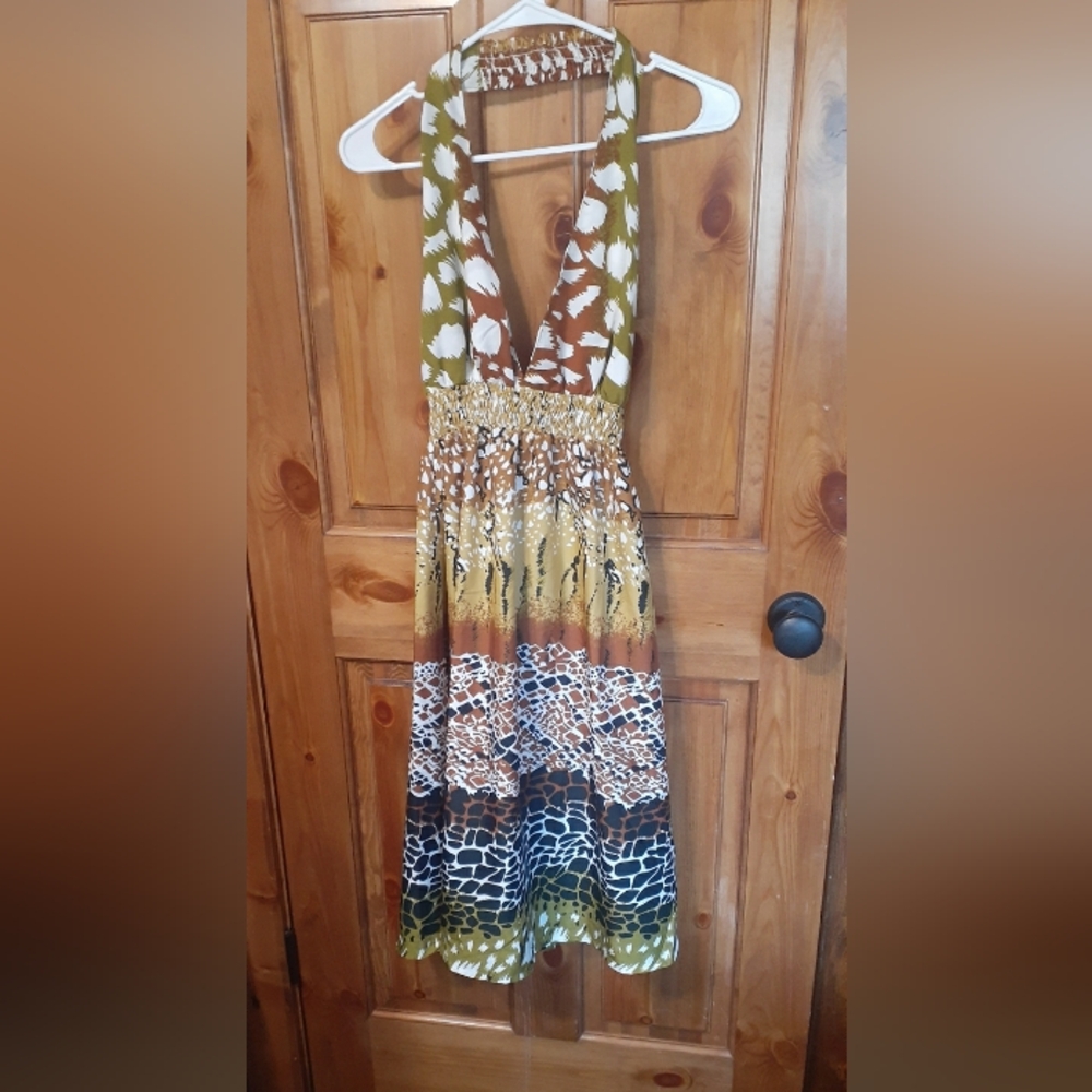 Multicolor Halter Maxi Dress
